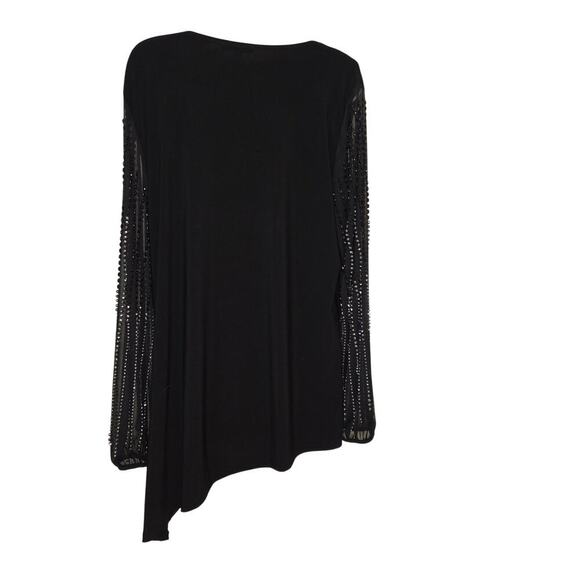 Marina Beaded Asymmetrical Hemline Long Sleeve Jeweled Top SZ 16 Formal event - Picture 5 of 12